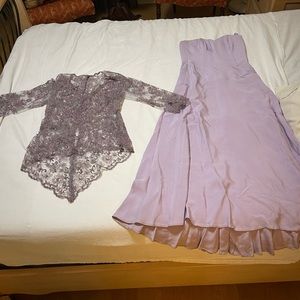 Strapless Evening Gown.  Beautiful tone of lavender with embroidered jacket.